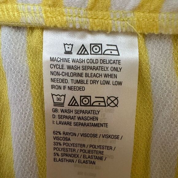 AnyBody Textured Knit Wide Leg Pants Daffodil Yellow/White Stripe Size Large - Picture 8 of 9